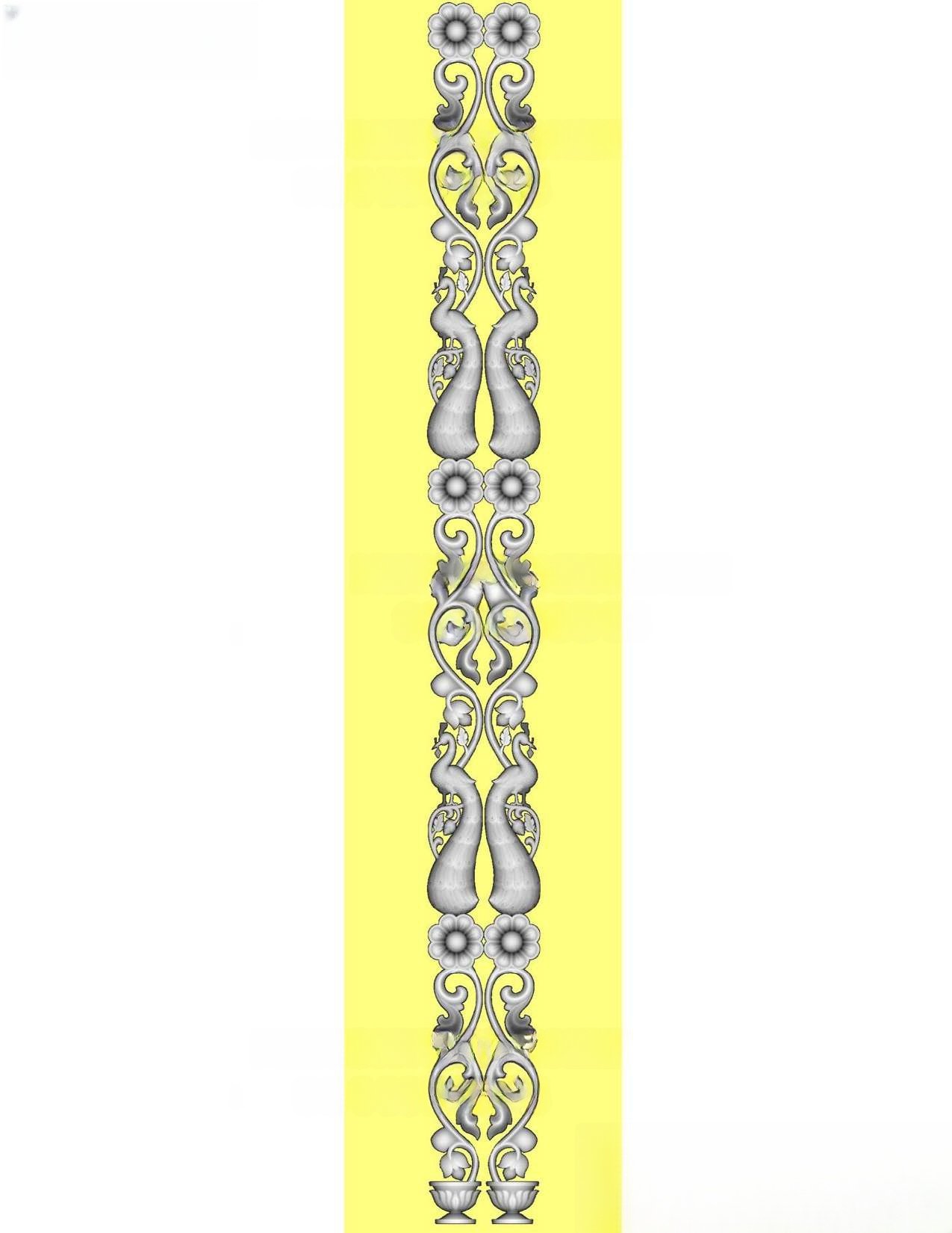 MD - MIX-26 Classical Floral Motif Pillar Relief Carving Design